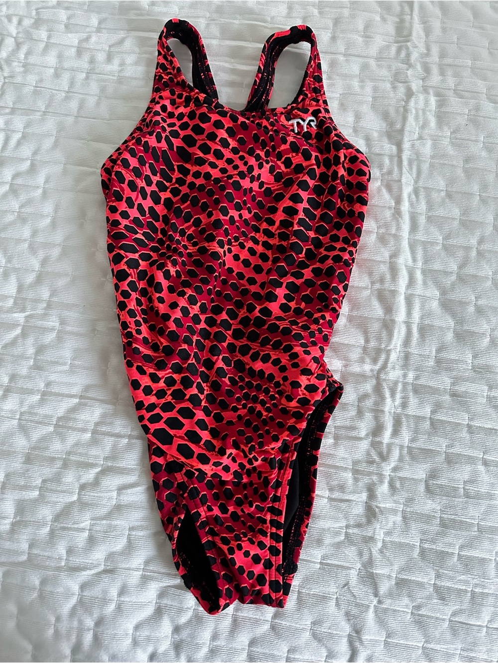 TYR Red & Black Patterned Girls One-Piece Swimsuit